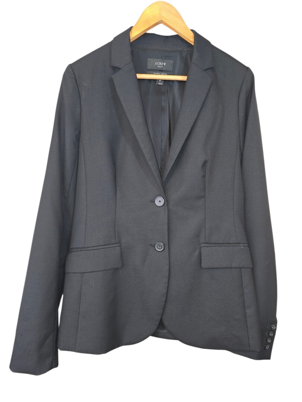 J.Crew Black 1035 Blazer Jacket Super 120s Wool 8T 8 Tall